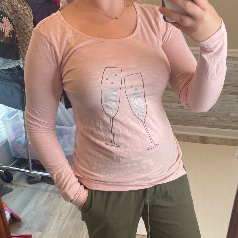 Ann Taylor loft shirt womens extra small NWT new champagne cheers new years